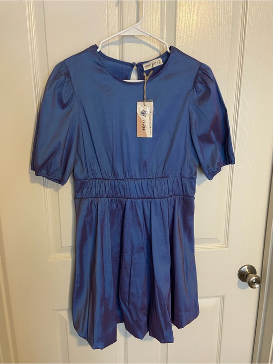 new in Dresses & Skirts - Blue and purple Puff Sleeve Midi Dress